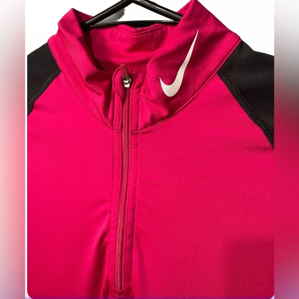 Nike Long Sleeve Half-Zip Performance Top - Hot Pink & Black